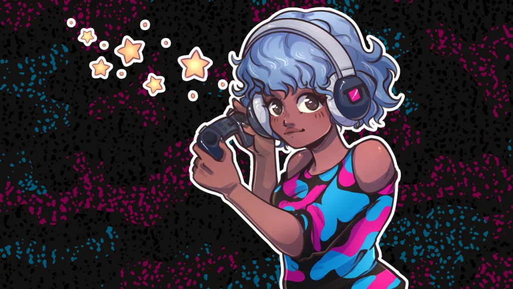 Black Gamer Marketing: Building Authentic Connections with Blerd 3 Image of a Black girl enthusiastically gaming with a controller, representing the vibrant and influential Black gamer community.