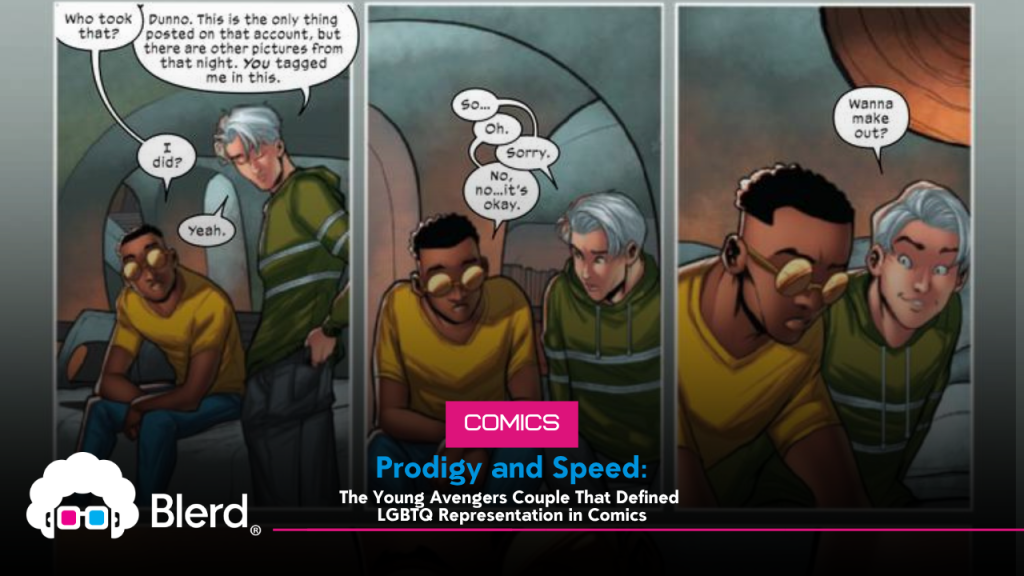 Prodigy and Speed: The Young Avengers Couple That Defined LGBTQ Representation in Comics 21 Prodigy and Speed Marvel comics panels showing relationship dynamics between David Alleyne and Tommy Shepherd LGBTQ representation in comics